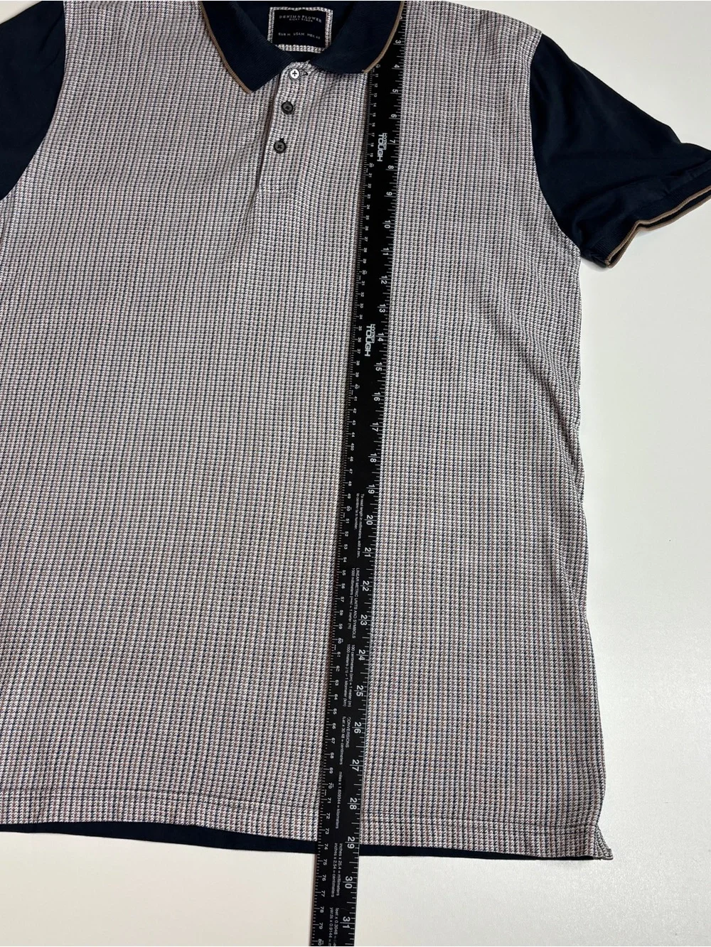 Denim & Flower Ricky Singh Preppy Mod Houndstooth Polo Shirt M - Picture 8 of 10